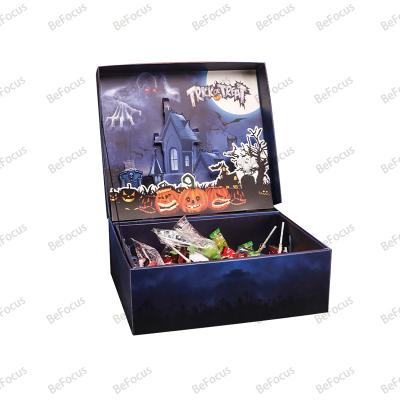 China Recycled Materials Craft funny pumpkin Ghost cardboard paper packaging sweet candy lollipop box for halloween Day gift packaging paper box for sale