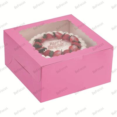 China Recycled Materials Wholesale custom food gifting white cardboard window lid birthday cake foldable box takeaway with logo for packaging boxes for sale