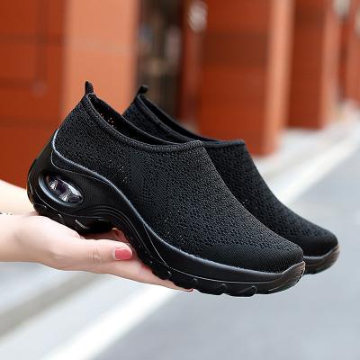 China Wholesale 2021 Height Increasing Women's Slip On Breathe Mesh Fashion Platform Women Loafers Non-Slip Nursing Walking Shoes Comfort Wedge Shoes for sale