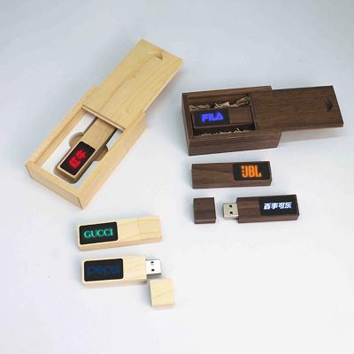 China Wooden Wooden USB Flash Drive Led Light Logo 1GB 2GB 4GB 8GB 16GB 32GB 64GB 128GB for sale