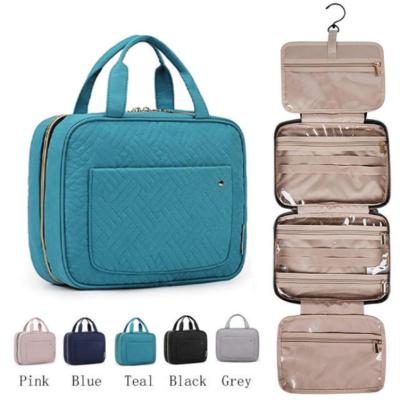 China Fashion Custom Cosmetic Bag Portable Roll Up Water Resistant Transparent Travel Toiletry Bag With Hanging Hook for sale