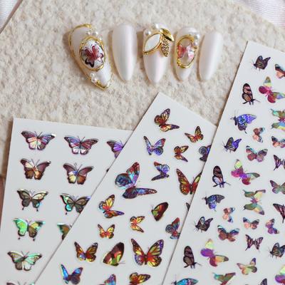 China Finger Nail Art High Quality Fashion Shining Laser Butterfly Modeling Nail Sticker Nail Supplies for sale