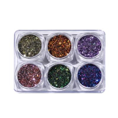 China DIY Nail Art 6 Colors/Box Nail Glitter 3D Acrylic Powder Nails Art Mix Glitter Bulk Nails Sequins Foil Flakes for sale