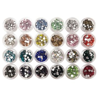 China Shiny 24 Colors of Crystal Round Loose Crystal Stones Nail Art Crystal for sale