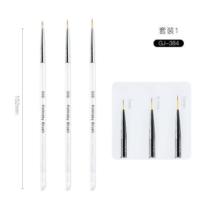 China Beauty Care Make Tools 3pcs/set 2020 New High Quality Gel Nail Art Brush For Nail Art Colored Profession Drawing Tool for sale