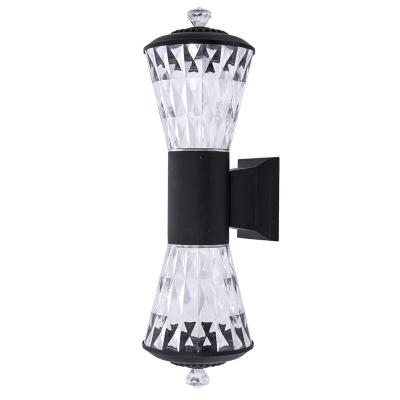 China Modern Borosilicate Glass Aluminum Down Waterproof Outdoor Garden Mounted Lantern E27*2 Wall Light for sale