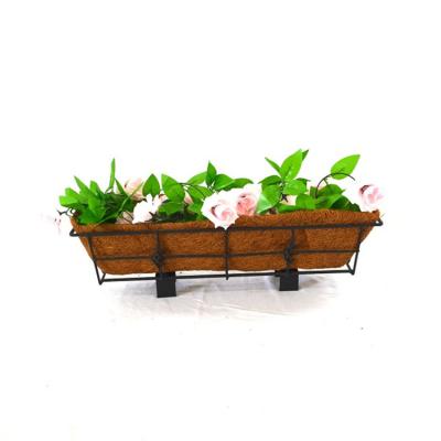 China CLASSIC Window Box Bracket Metal Potted Plant Stand Iron Flower Pot Holder Platform Railing Planter for sale