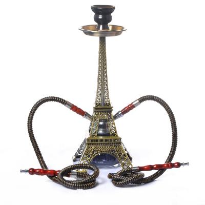 China Smoking Charcoal Tray Tong Double Hose Smoking Accessories Shisha Bowl Sheesha Chicha Narguile Full Set Hookah Paris Eiffel Tower Hookah for sale