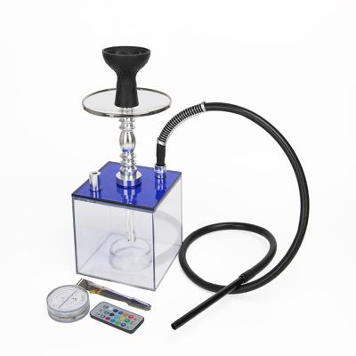 China Acrylic Shisha Set Clear Acrylic Hookah Set With LED Light Mode Narguile Chicha Sheesha Box Include Silicon Bowl&Clip&Pipe Hose Shisha Hose for sale