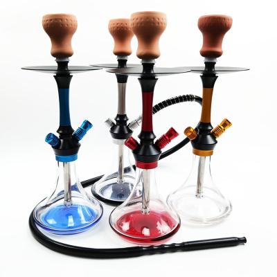 China Arabic Smoking Pipe Shisha Aluminum Alloy With Glass Travel Portable Bag Hookah Base Nargile Chicha Water Pipe Set for sale