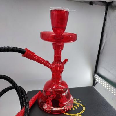 China Portable LED Colorful Glass Hookah Set Design Pattern Shisha Water Pipe Frosted Sheesha Narguile Chicha Smoking Accessories for sale