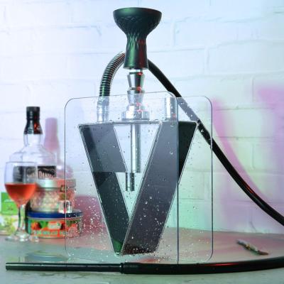 China Acrylic Shisha Set Triangle Arabic Hookah Set With Silicone Hookah Single Bowl Hose Complete Shisha For Bar KTV Chicha Narguile Smoking Accessories for sale