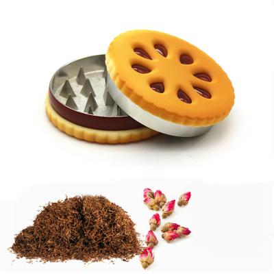 China Cookie Shape Crusher is designed with Magnetic Metal 55mm Sandwich Tool Grinding Tobacco Accessories Biscuit Herb Crusher Manual Manufacturing 2 Layer Weed Crusher Cigarette for sale