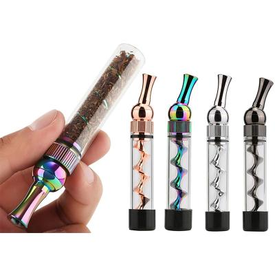 China 2021 New 7PMINI Minimalist Twisty Blunt Vapor Smoking Gift Herb Glass Pipe Dry Burning Tobacco Filtering Pipe Weed Accessories For Men for sale