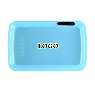 China With Wholesale Custom Grinding Dish Weed Smoking Manual Rolling Tray 1050mh LED Light Glow Colorful Flicker With Tobacco Grinding Dish Logo Tray for sale