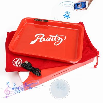 China Use For Rolling Cigarette Blue-tooth Runty LED Weed Rolling Tray Cigarette Glowing Rolling Trays Tobacco Tray Light Up Glow Colored Wholesale for sale