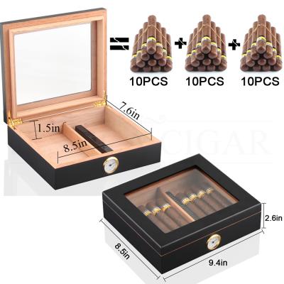 China Portable Cedar Wood Cigar Travel Humidor Cigar Case Humidor Hygrometer Cigar Sigaren Box for sale