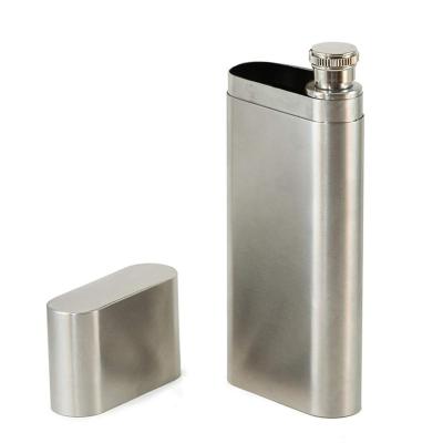 China Portable Metal Cigar Storage Case With Small Flask Funnel Food Grade Stainless Steel Cigar Holder Jug for sale