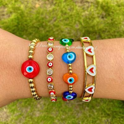 China Vintage Amazon Hot Selling Popular Devil's Eye Beads Popular Heart Shaped Bracelet Set DIY Handmade Bead Set For Women for sale