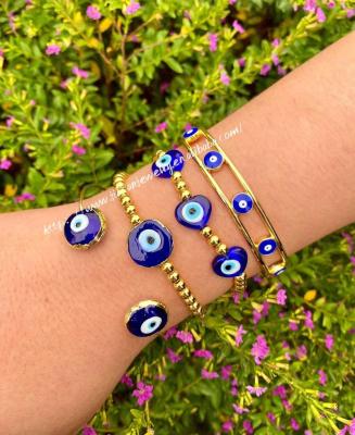 China CLASSIC Evils Eye Bracelet 18k Blue Gold Plated Fashion String Bracelets Set Adjustable Lucky Handmade Men Eye Bracelet For Women for sale