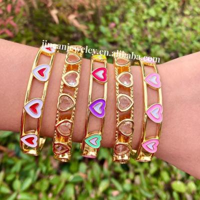 China New Fashion Heart Bracelet Adjustable Zircon Oil Drip Punk Hot Selling Multicolor Bracelet With Copper Beads For Women for sale