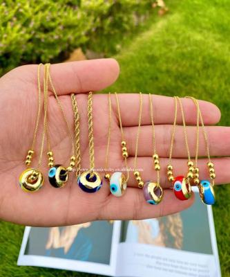 China Trendy 18k Gold Plated Heart Zirconia Evil Eye Necklace Fashion Multi Colors Eyes Pendant Jewelry For Women for sale