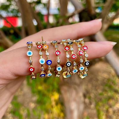 China FASHIONABLE devil's eye earrings fashion oil drop colorful round earrings beautiful high quality copper 18K gold plated earrings eye for sale