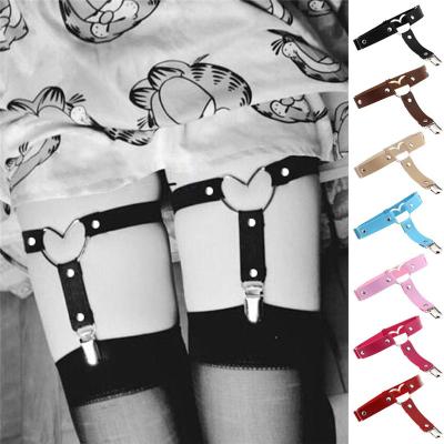 China High Quality Elasticity High Quality Stud Customize Hot Sexy Mature Black Leather Punk Girls Leg Garter Thigh For Ladies for sale