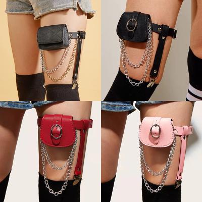 China High Quality High Quality Gothic Leg Garter Belt with Store Body Jewelry Chain Bag PU Elastic Sexy Thigh Nightclub Party for Girl for sale