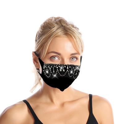 China Cotton Christmas Party Black Bling Designer Fashionable Stylish Fashionable Inspired Customizable Fashion Crystal Face Mask OEM for sale