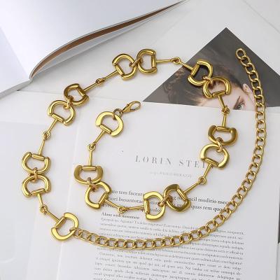 China Fashion Fashion Slim D Letter Gold Belt Women's Belt Metal Lett Gold Fashion D Letter Chains Fashion Metal D Letter Slim Women's Chain for sale