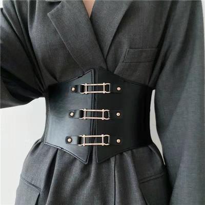 China High Quality Corset Ladies Black Sexy Female PU Leather Wide Waist Corset Slim Fit Wide Waistband Dress Jeans Fit Waistbands For Women Designer Brand for sale