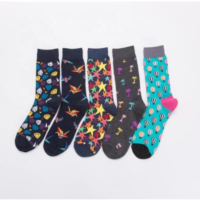 China Wholesale Soft Comfortable Men's Series Funny Novelty QUICK DRY Funny Novelty Dark Color Crew Socks for sale