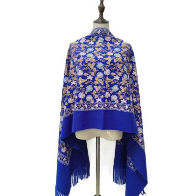 China Autumn Winter New Cashmere Embroidered Scarf Natioanl Style Ladies Daily Ethnic Shawl Warm Tassel Cashmere Scarf Pashmina for sale