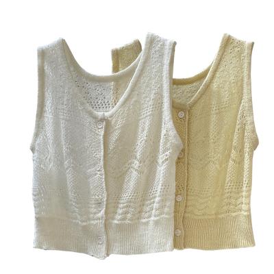 China New Summer Korean Version Breathable Loose Slim V-Neck Vest Waistcoat Knitting Sleeveless Women Aging Mohair High Waist Vest for sale