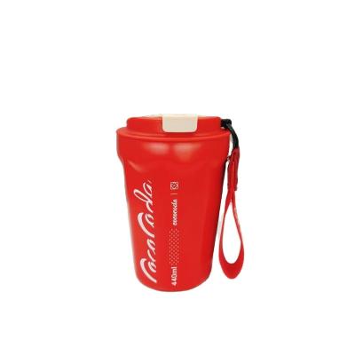 China Durable Double Walled Lean White Coffee Tumbler Stainless Steel 440ML Powder Coating Travel Mug for sale