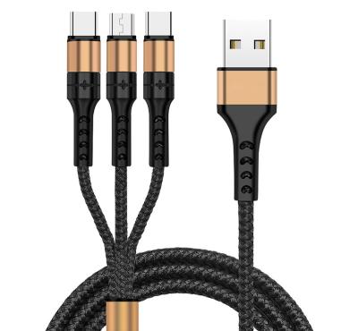 China 5A 5A Fast Charging Fast 3 in 1 Micro USB Nylon Braided Type C USB Charging Data Cable for iPhone/Android Cell Phones for Lightning for sale