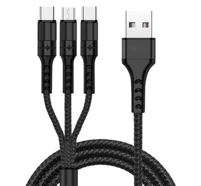 China MP3/MP4 Player 3 in 1 Nylon Braided Super Micro 5A Cable Charger USB Fast Charging Cable for Mobile Phone, Support Data Transfer en venta