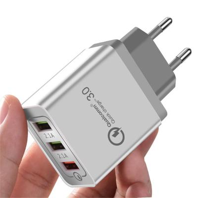 China Wholesale MOQ 10pcs 3 Ports Universal USB Wall Charger QC3.0 USB Portable Travel Power Adapter Mobile Phone for Iphones and Smartphones for sale