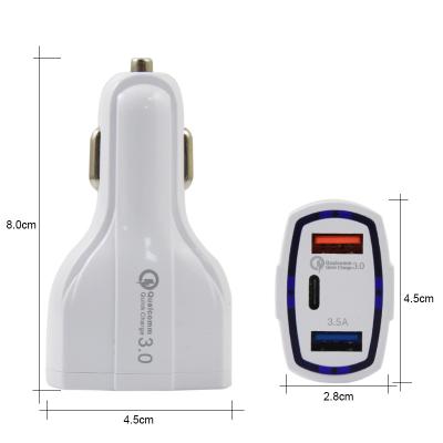 China Electric tool factory direct wholesale palladium TYPE C USB car charger USB power adapter in car for charging mobile phones à venda