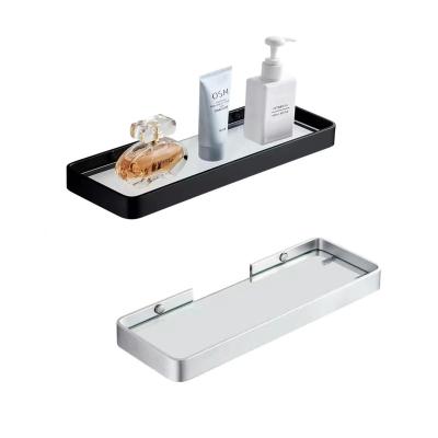 China Wall Mounted Type Bathroom Accessories Towel Rack Kitchen Storage Rack Bathroom Metal Shower Glass Shelf for sale