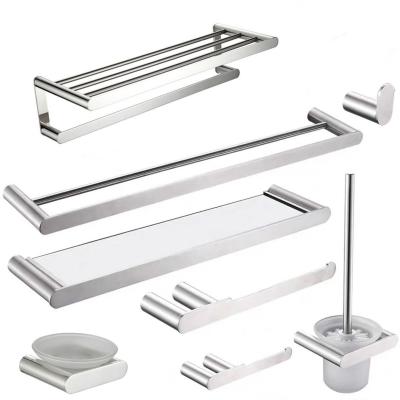 China Modern Brushed Bathroom Accessories SUS304 Stainless Steel Clothes Hang Towel Rack Towel Holder for sale