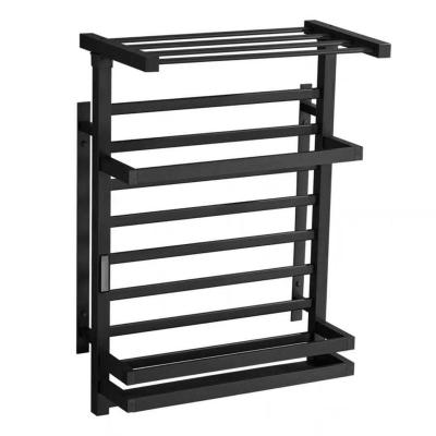 China Heater Black and White Bathroom Accessories Storage Drying Rack Digital Display Constant Temperature Timer Electric Heated Towel Rack for sale