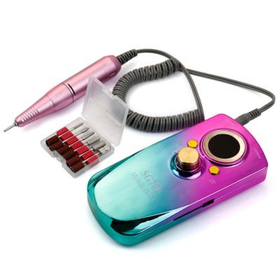 China Portable Low Noise Gradient Color Nail Drill Machine 35000rpm Professional Handheld Drill Nails Machine for sale