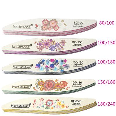 China EMERY+EVA+PS 5pcs/lot Nail Files 80/100/150/180/240 Manicure Printed Washable Nail Polish Nail Files SandpaperToolWillow Individual Pack for sale