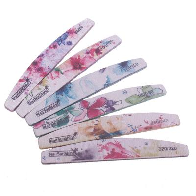 China Wholesale 5Pcs/lot Steel+EVA+PS Nail File Flower Printed Nail Buffer Block Set For Polish Manicure Tool 80/100/150/180/240/320 UV gel for sale