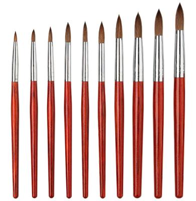 China Inlaid Broken Drill with Cross Handle 100 to 20# Cross Handle 100 to 20# Pure Sand Kolinsky Red Wood Metal Rod Board Nail Art Mink Pen Brush Acrylic Manicure Tool 2# for sale