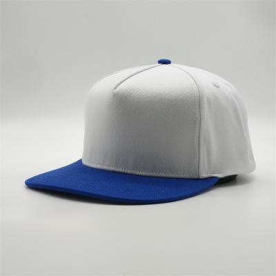 China 5 Tone Panel Structured COMMON Hats Classic Two Snapback Cotton Plain Flat Bill Royal Blue White for sale