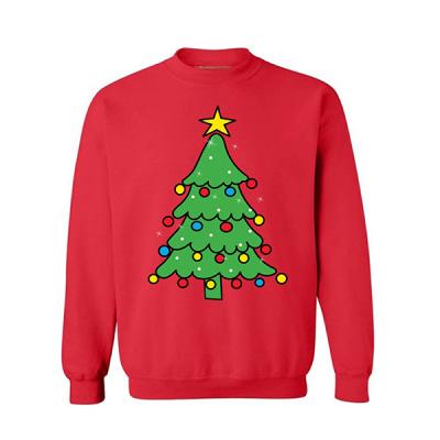 China New Arrival OEM Xmas Christmas Anti-Shrink Trees Printing Crewneck Sheared Women Men's Sweatshirts for sale