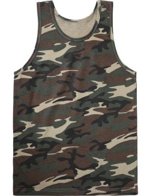 China Wholesale OEM Anti-Shrink Mens T-Shirt Sleeveless Muscle Fit Active Exercise Camouflage Solid 100% Cotton Mens Tank Top for sale